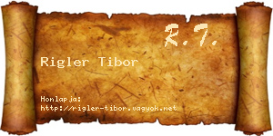 Rigler Tibor névjegykártya
